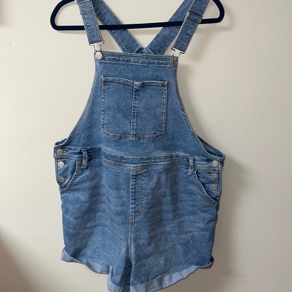 blue denim overalls